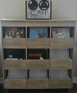 <span class=keywords><strong>Meuble</strong></span> de rangement rustique en bois pour disques vinyles, support de rangement Montessori pour vinyles et livres, étagère LP pour la maison - Product Image 4