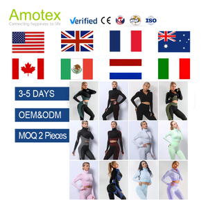 Da <span class=keywords><strong>donna</strong></span> a manica lunga taglie forti 3XL 4XL Set Yoga abbigliamento da <span class=keywords><strong>palestra</strong></span> allenamento Fitness Crop Top vita alta senza cuciture 2 pz <span class=keywords><strong>tuta</strong></span> sportiva - Product Image 1