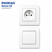 Prise murale et interrupteur EU 86x86mm, unipolaire 16A, panneau en laiton PC pour projets électriques résidentiels