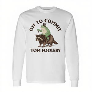 Camiseta de manga larga con diseño de Raccoon Frog Off To Commit Tom Foolery Humor - Product Image 2