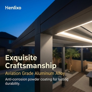 Pérgola Motorizada HENLIXO <span class=keywords><strong>de</strong></span> Aluminio, Gazebo Bioclimático <span class=keywords><strong>con</strong></span> Luces LED, Techo <span class=keywords><strong>de</strong></span> Láminas, Puertas Corredizas <span class=keywords><strong>de</strong></span> Vidrio, Gazebo para Patio - Product Image 5