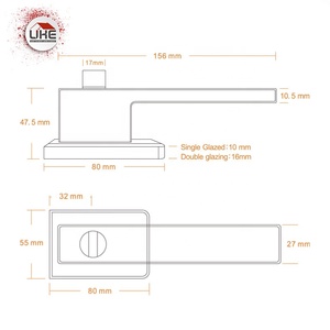 Aluminum Handle for Swing Glass <strong>Door</strong> Single Double Layered Glass Square Privacy With Key Handle Lock - Product Image 5