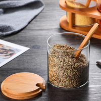 Ensemble de pots à épices en verre transparent de 8 onces avec couvercles en bambou, hermétiques et adaptés aux aliments, lavables au lave-vaisselle, pour le rangement en cuisine