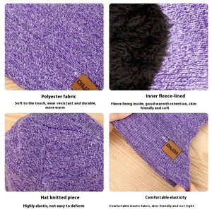 Pour Amazon nouvel ensemble Style européen américain hiver polaire tricoté chapeau écharpe gants unisexe chaud trois pièces bonnet ensemble - Product Image 4