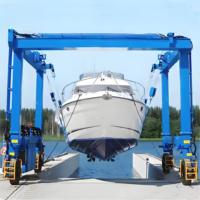 Grue à portique de levage de bateau de yacht Palan marin mobile de 100 à 600 tonnes avec moteur de 25 à 7 tonnes et composants de base de roulement inclus