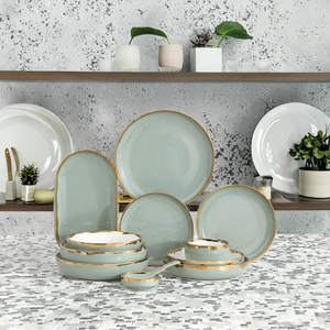 Nordic Purple Luxury Gold Rimmed <b>Ceramic</b> Dinner Plate <b>Set</b> Restaurant Quality Porcelain Tableware Including Bowls for Kitchen Use - Product Image 6