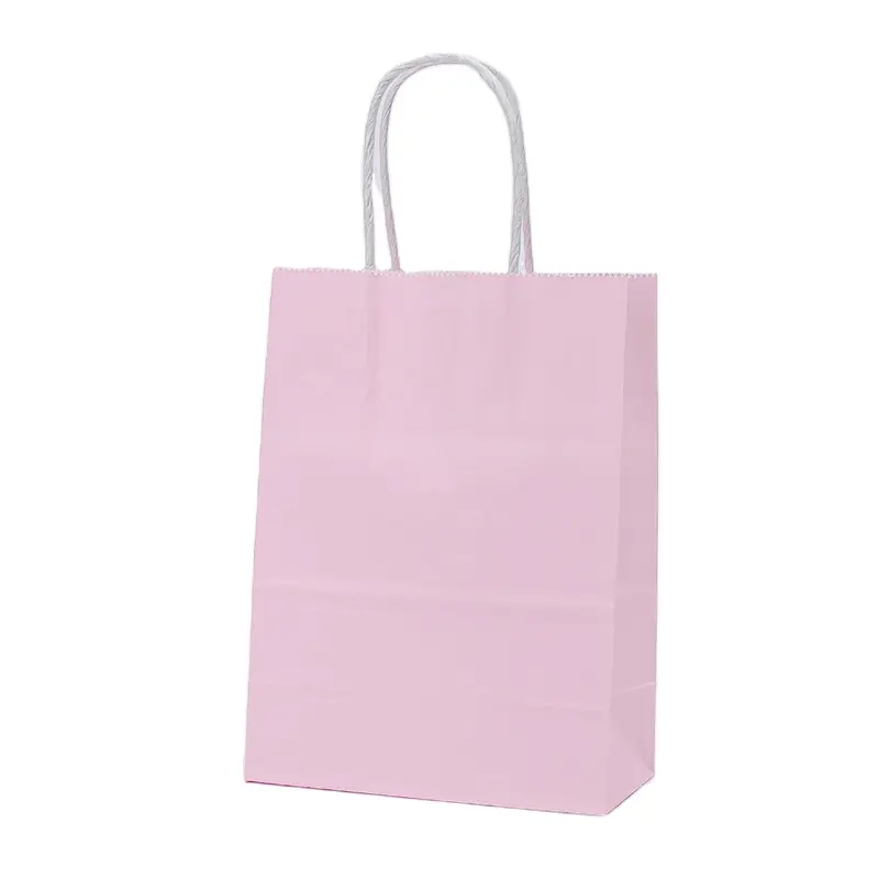 حقيبة للتسوق مصنوعة من الورق المقوى باللونين الأبيض والبني حقيبة بها يد متشابكة
