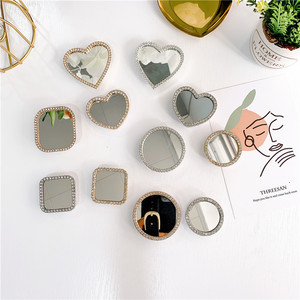 Korean Style Diamond-encrusted Love <b>Mirror</b> for Adhesive Telescopic Mobile Phone <b>Bracket</b> for Desk - Product Image 1