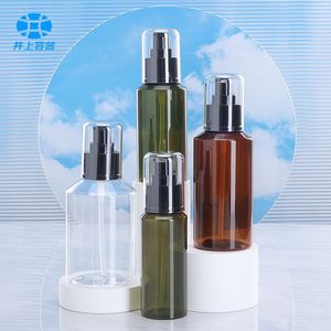 Botellas de Hidrosol de Plástico PET de 100ml y 150ml, Color Ámbar, con Hombro Inclinado, Recargables para Cosméticos, Botella para Loción Corporal con Bomba Dosificadora - Product Image 1