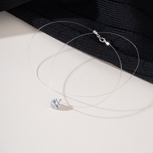 S925 Sterling Silver Mermaid Nước Mắt Vòng Cổ Đa Năng Xương đòn Chuỗi Tinh Tế Niche Zircon Trong Suốt Moissanite Dây Chuyền - Product Image 6