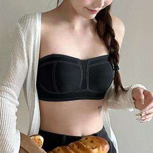 Sujetador sexy de verano sin tirantes, tejido, sin costuras, transpirable, antideslizante, push-up, con diseño de malla desmontable, tipo top tubo, sin aros. - Product Image 2