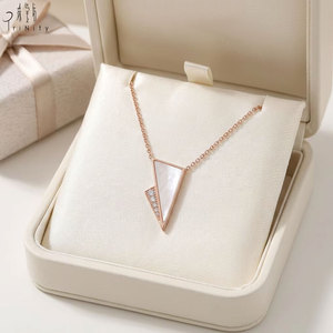 Hong Kong Supplier Wholesale Daily Wearing 18K <b>Solid</b> Rose <b>Gold</b> Natural White Mother-of-Pearl Natural Diamond <b>Pendant</b> Necklace - Product Image 6