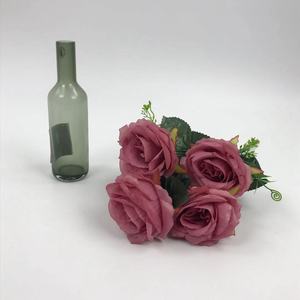 Nouvelle collection de roses <span class=keywords><strong>artificielles</strong></span> en soie colorées avec de grandes feuilles vertes <span class=keywords><strong>pour</strong></span> les funérailles - Product Image 5