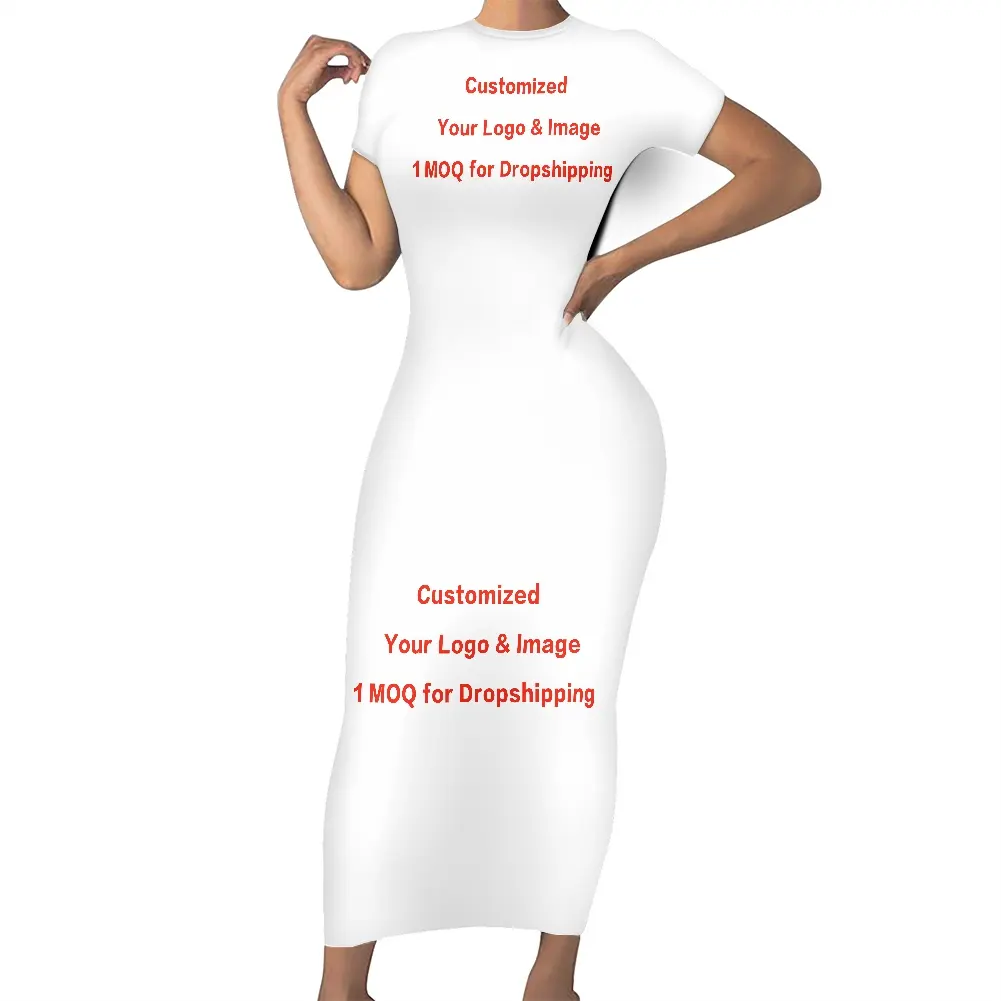 Logo personalizzato MOQ 1 abito da sera con motivo Monstera tropicale abito elegante da donna Vintage Business Work Church Pencil Dress