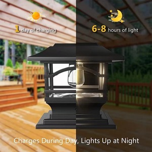 โคมไฟเสาหลอดไส้ทังสเตนแบบย้อนยุคพลังงานแสงอาทิตย์ กันน้ำ สำหรับสวน รั้ว ประตูรั้ว ไฟกลางแจ้ง - Product Image 5