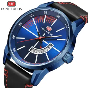 MINI FOCUS 0132 merek agen pria jam tangan terbaik kulit asli band air resist tanggal tampilan penyimpanan jam kasual Perusahaan