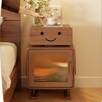 Armoire latérale créative en bois massif pour chambre et salon Table de rangement de chevet avec lumière robot pour enfants