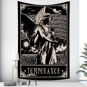 Tapiz de cartas de Tarot para el hogar, decoración colgante de pared con tema astronómico, luna, estrella, sol, arte blanco y negro, venta al por mayor - Product Image 1