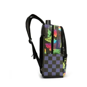 Moda graffiti baskı okul sırt çantası PU moda tasarım erkekler için okul çantası kitap çanta sırt çantası