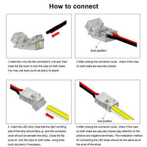 Conector <span class=keywords><strong>de</strong></span> tira LED sin soldadura <span class=keywords><strong>de</strong></span> 2 pines <span class=keywords><strong>de</strong></span> <span class=keywords><strong>conexión</strong></span> <span class=keywords><strong>rápida</strong></span> <span class=keywords><strong>de</strong></span> 10mm <span class=keywords><strong>de</strong></span> alta compatibilidad sin herramientas para tiras Mono IP20/IP54 SMD/COB <span class=keywords><strong>de</strong></span> 12V 24V - Product Image 5