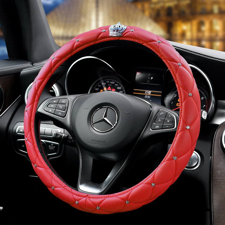 Diamond Crown Steering Wheel Cover - Universal Fit 15-inch Bling Car Accessories | LY121804