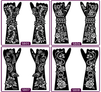 Prix le plus bas : Pochoirs de tatouage au henné pour l'art corporel, autocollants de tatouage au henné temporaires, pochoirs de tatouage réutilisables en gros