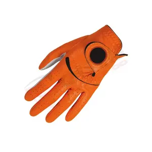 Di alta qualità colore arancione morbido-vera pelle sintetica traspirante antiscivolo da uomo che guida guanti da Golf da lavoro