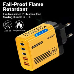 Caricatore Multiporta a Ricarica Rapida 240W, <span class=keywords><strong>2</strong></span> USB + 3 Type <span class=keywords><strong>C</strong></span>, Compatibile con iPhone 16/15 Pro, Adattatore con Tecnologia GaN - Product Image 2
