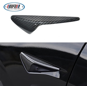 ช่องระบายอากาศด้านข้างสำหรับกล้อง <span class=keywords><strong>Tesla</strong></span> รุ่น<span class=keywords><strong>3</strong></span> S <span class=keywords><strong>X</strong></span> ฝาครอบป้องกันด้านข้าง2ชิ้นคาร์บอนไฟเบอร์แห้งจริง - Product Image 3