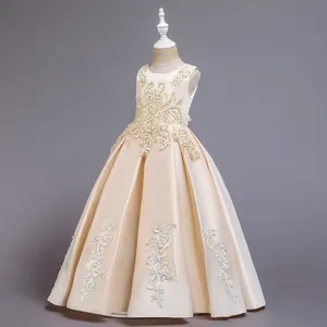 4-14 Năm Thanh Lịch Dresses Cô Gái Tuổi Teen Communion Đảng Champagne Ăn Mặc Chính Thức Lễ Dài Dresses Trẻ Em Phù Dâu Vestidos