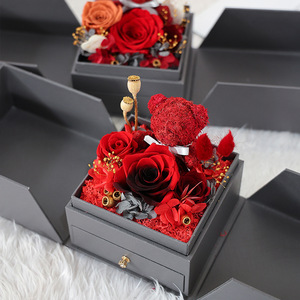 Caja de Regalo de Doble Puerta con Rosa Eterna, Regalo de San Valentín para Novia, Regalo de Cumpleaños, Caja de Joyería con Rosa Eterna - Product Image 2