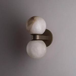 Éxito de Ventas de Fábrica: Lámpara de Pared de Alabastro Español con Pantalla Esférica Natural y Base de Latón, Ideal para Decoración de Sala de Estar y Dormitorio - Product Image 2