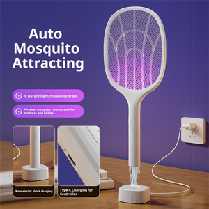 2-in-1 Electric Mosquito Swatter with <b>Charging</b> Base UV Purple Light Rechargeable Mosquito Trap for Indoor Outdoor Household Pest - Product Image 1