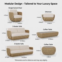 Verstellbarer Balkon-Couchtisch mit Dicker Polsterung für Schwimmbäder, Italienisches Modernes Luxus-Design in Kugelform, Naturfarben, für Villen, aus PE-Material