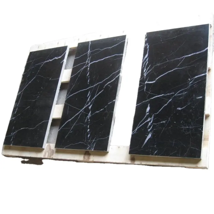 Factory cheap price black nero marquina marble black marble tiles for floor and wall