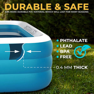 Extra großer aufblasbarer Pool für Kinder und Erwachsene 118x72x22 Zoll mit elektrischer Pumpe Langlebiger, verdickter PVC-Hinterhof-Pool - Product Image 4
