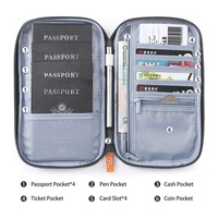 Set Hadiah Perjalanan Khusus RFID Blocking Nylon Fashion Family Passport Holder Organizer Zipper Wallet Case untuk Hadiah Perusahaan