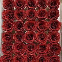 Fleur artificielle en soie rose pailletée or, tête de fleur de rose en soie, lumineuse, décoration de mariage à domicile, décoration de fête, vente en gros