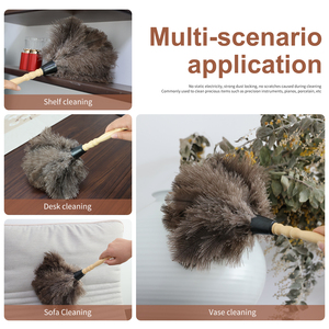 Livraison sous trois jours, 6 dépoussiéreurs de voiture en plumes d'autruche naturelles avec poignées rondes en bois - Product Image 6