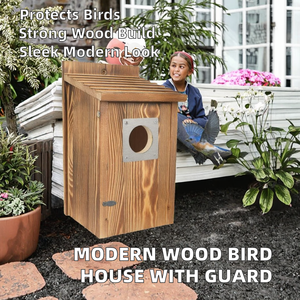 Meetu Moderne Vogelhuisjes voor Buiten, van Hout met Metalen Predatorscherm voor Blauwevogel, Muisvogel, Zwaluw en Vink - Product Image 2