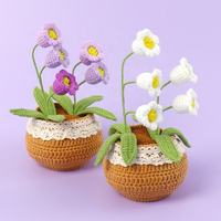 Penjualan Terbaik Crochet besar pot bunga Crochet bunga matahari Lily Tulip mawar pot bunga Hari Valentine hadiah Crochet bunga