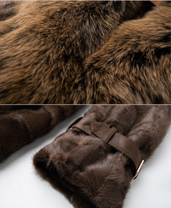 <span class=keywords><strong>Cappotto</strong></span> in Vera Pelliccia FMY con Collo in <span class=keywords><strong>Visone</strong></span> Patchwork per <span class=keywords><strong>Donna</strong></span> Invernale Ispessito Lunghezza Media <span class=keywords><strong>Cappotto</strong></span> Nobile 67889 - Product Image 4