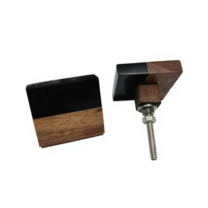 Boutons de commode en résine et bois faits à la main, poignée de meuble en bois d'acacia rayé et résine pour tiroir de cuisine et porte - Product Image 4
