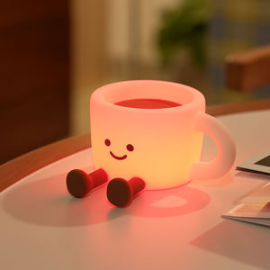 Coffee Cup Silicone Night <b>Light</b> <b>USB</b> <b>Rechargeable</b> LED Kids Bedroom Tap Control Color Changing RGB Dimmable Lamp - Product Image 1