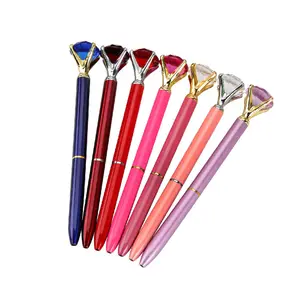 薰衣草红宝石红色或粉红色促销标志笔优雅大水晶钻石金属圆珠笔