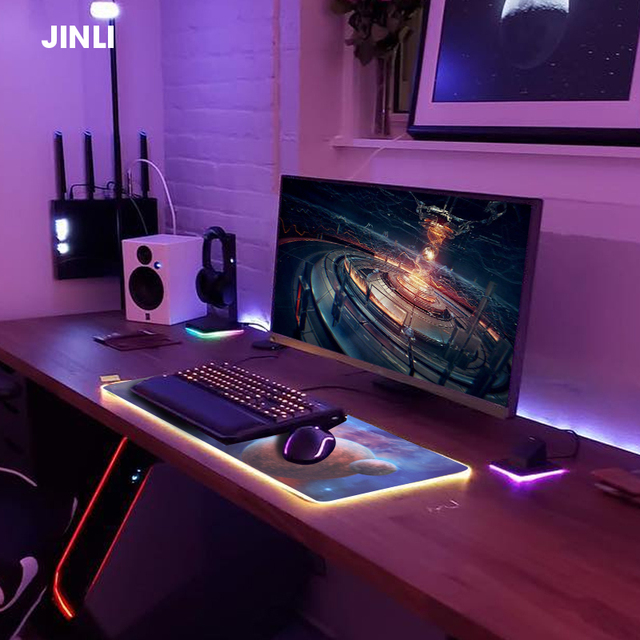 Factory Custom Anime Pattern RGB Keyboard Mouse Pad Big Size Rubber LED Luminous Gaming Mouse Mat