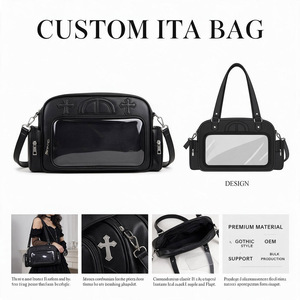 Bolso de Hombro Personalizado Ita Bag en Azul Niebla, PU, con Ventana de PVC, Apliques de Diseño de Dibujos Animados, para Uso Diario - Product Image 4
