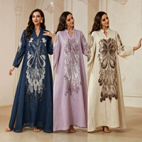 Robe longue élégante de Dubaï pour femmes musulmanes, broderie florale de luxe, kaftan islamique, robe de soirée pour Ramadan et Eid Al Fitr 2026