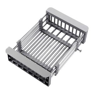 Égouttoir à vaisselle rétractable en acier inoxydable poli épais pour évier de cuisine, rangement de placard pour assiettes et bols - Product Image 3