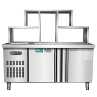 Comptoir de travail réfrigéré pour bar à eau et salon de thé commercial, table de préparation de boissons personnalisable, électrique 220V, pour thé au lait et café